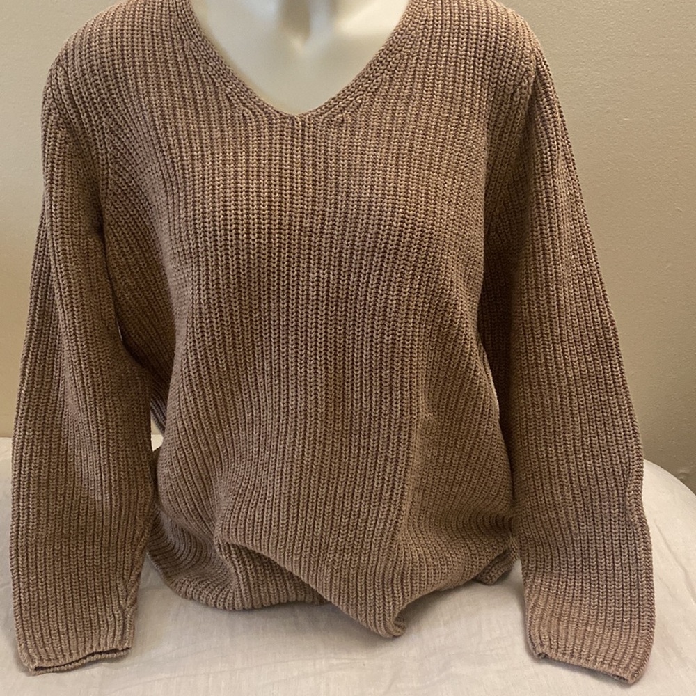 Coldwater Creek Taupe Knit Pullover 11% Cotton